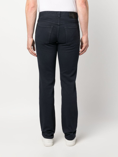 Shop Brioni Low-rise Slim-fit Jeans In Blue