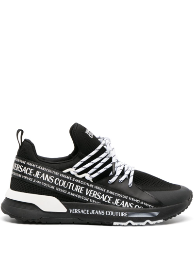 Shop Versace Jeans Couture Logo-print Low-top Sneakers In Black