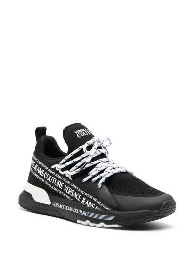 Shop Versace Jeans Couture Logo-print Low-top Sneakers In Black