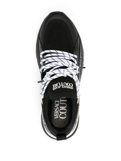 Shop Versace Jeans Couture Logo-print Low-top Sneakers In Black