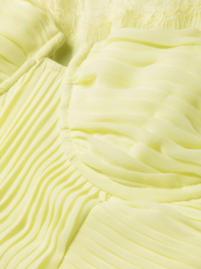 Self-portrait Pleated Chiffon Mini Dress In Yellow