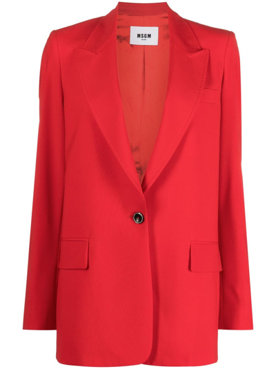 Shop Msgm Single-breasted Tailored Blazer In Red