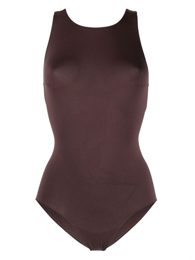 Shop Prism Glowing Round-neck Bodysuit In Brown