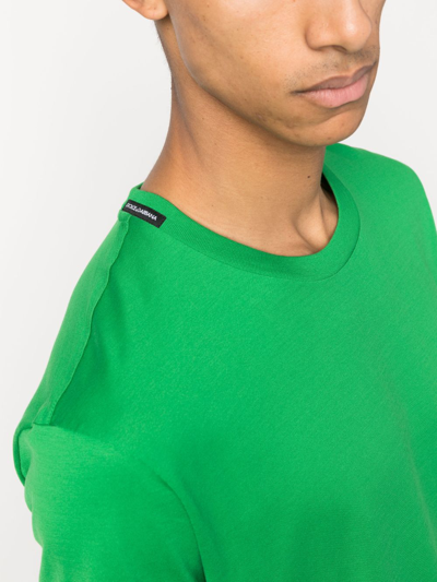 Shop Dolce & Gabbana Logo-plaque Cotton T-shirt In Green