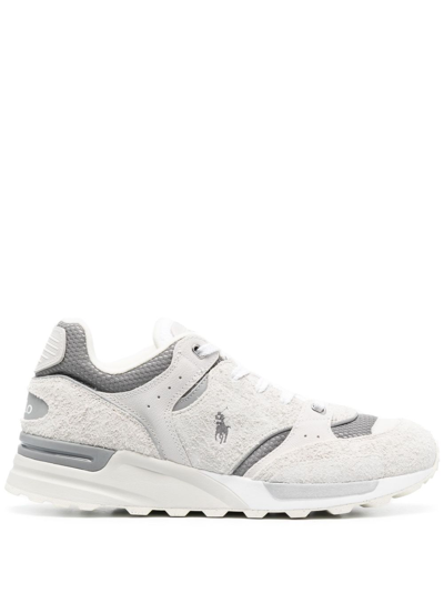Shop Polo Ralph Lauren Polo Pony-embroidered Suede Sneakers In White