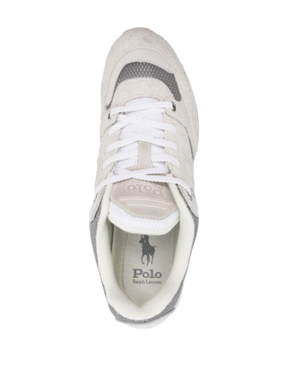 Shop Polo Ralph Lauren Polo Pony-embroidered Suede Sneakers In White