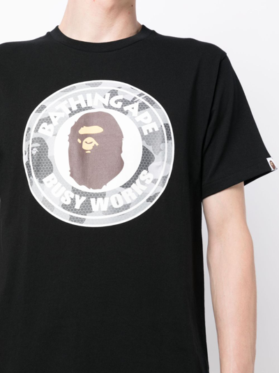 Shop A Bathing Ape Busy Works Logo-print Cotton T-shirt In Black