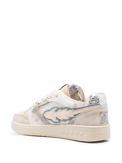 Shop Enterprise Japan Logo-patch Panelled Leather Sneakers In White