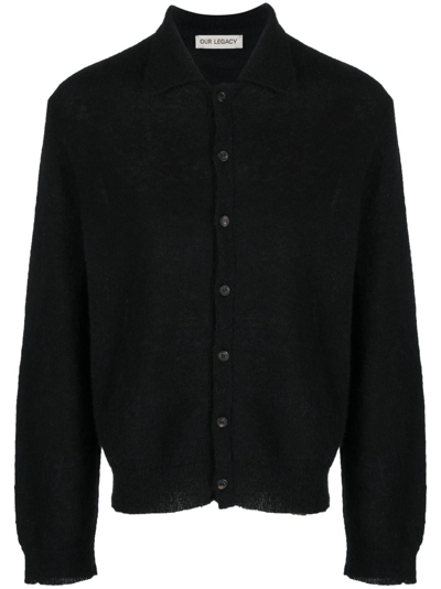 Shop Our Legacy Alpaca-blend Knitted Cardigan In Black