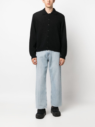 Our Legacy Fine Knit Polo Sweater In Black