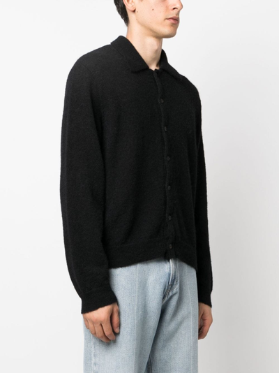 Our Legacy Fine Knit Polo Sweater In Black