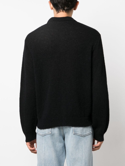 Our Legacy Fine Knit Polo Sweater In Black