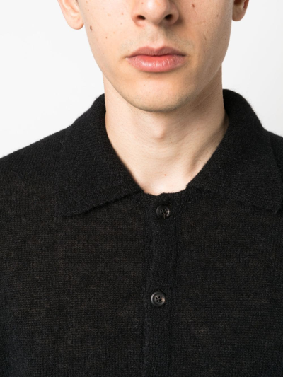 Our Legacy Fine Knit Polo Sweater In Black