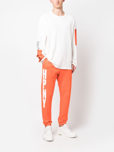 Heron Preston Hpny-print Tapered Track Pants In Orange