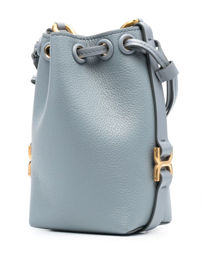 Shop Chloé Tasche Leather Bucket Bag In Blue