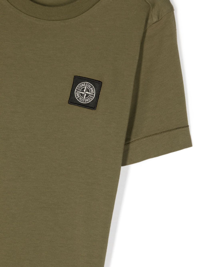 Shop Stone Island Junior Logo-patch Cotton T-shirt In Green