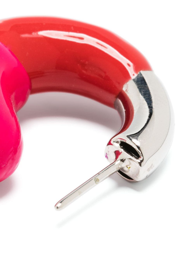 Shop Sunnei Mini Double Hoop Earrings In Pink