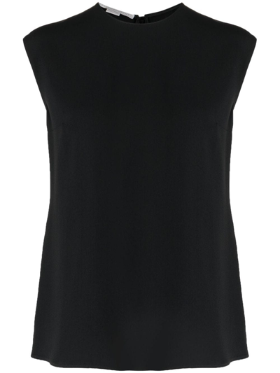 Shop Stella Mccartney Cady Cap-sleeved Blouse In Black