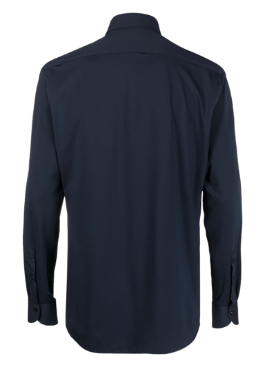 Shop Xacus Active Stretch-jersey Shirt In Blue