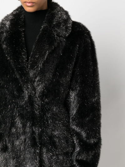 Shop Philosophy Di Lorenzo Serafini Metallic-threading Faux-fur Coat In Black