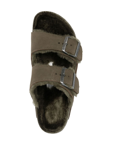 Shop Birkenstock Arizona Buckle-fastening Suede Sandals In Green
