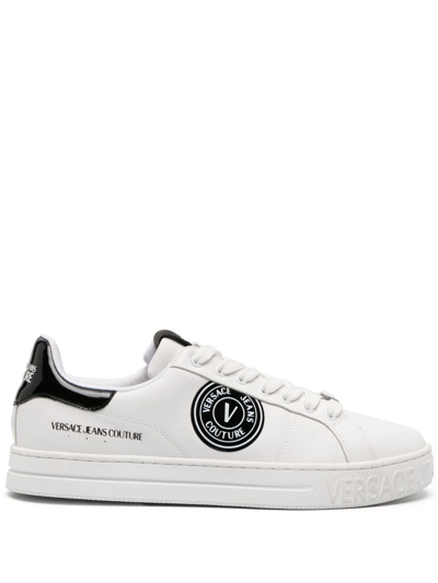 Shop Versace Jeans Couture Logo-patch Leather Low-top Sneakers In White