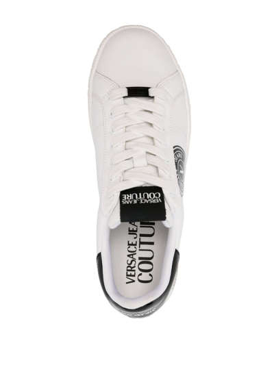 Shop Versace Jeans Couture Logo-patch Leather Low-top Sneakers In White