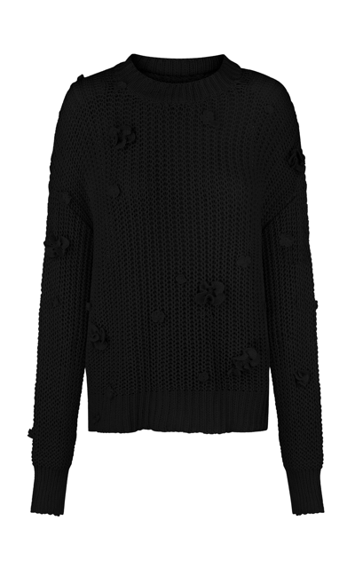 Shop Anna October Women's Shelly Flower-embellished Organic Cotton Sweater In Black