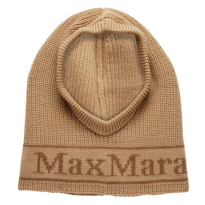 Shop Max Mara Gong Wool Balaclava In Cammello
