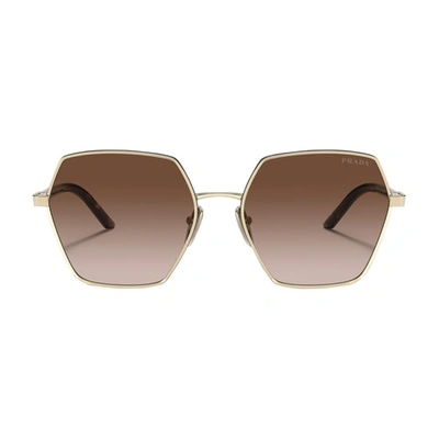 Shop Prada Square Sunglasses Pr 56ys In Pale_gold_brown_gradient