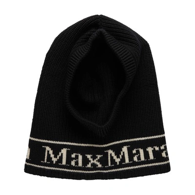 Shop Max Mara Gong Wool Balaclava In Nero