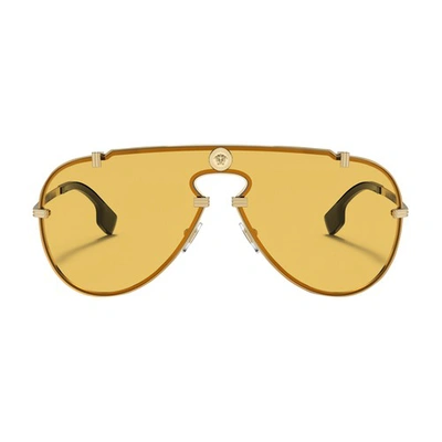 Shop Versace Pilot Sunglasses Ve2243 In Gold_yellow