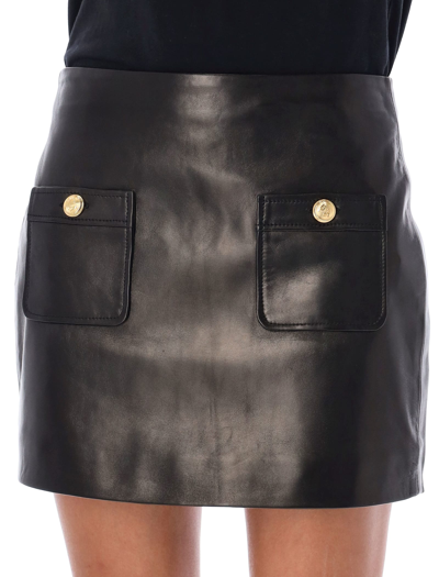 Shop Palm Angels Pa Buttons Mini Skirt In Black