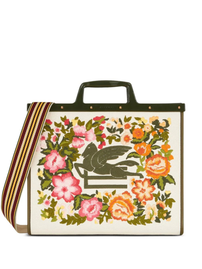 Shop Etro Jacquard Medium Love Trotter Bag In Multicolore