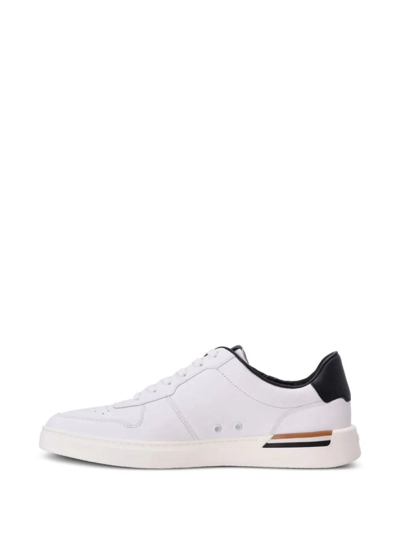 Shop Hugo Boss White Lace-up Sneakers With Preformed Sole And Branded Leather Upper In Bianco