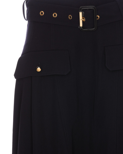 Shop Alexander Mcqueen Military Flared Skirt In Blue