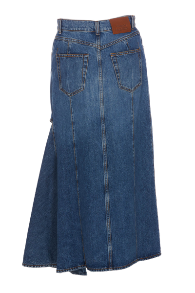 Shop Alexander Mcqueen Pencil Denim Skirt With Cut-out In Blue