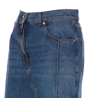 Shop Alexander Mcqueen Pencil Denim Skirt With Cut-out In Blue