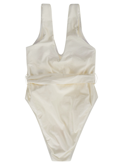 Shop Tory Burch Miller Plunge One-piece In New Ivory