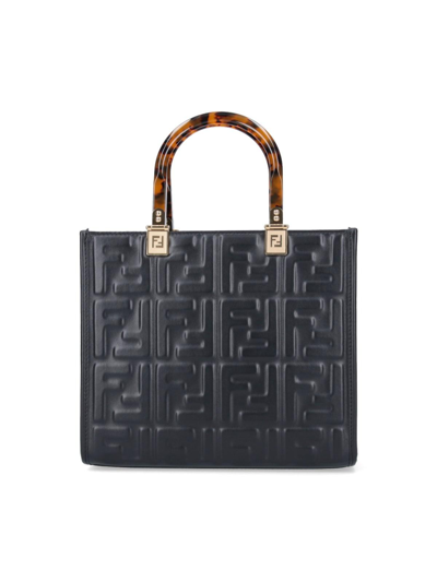 Shop Fendi Sunshine Small Tote Bag In Nero