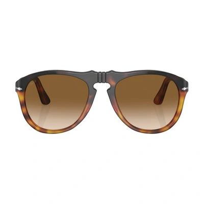 Shop Persol Original Pilot Sunglasses In Dark_brown_light_brown_tortoise_clear_gradient_brown
