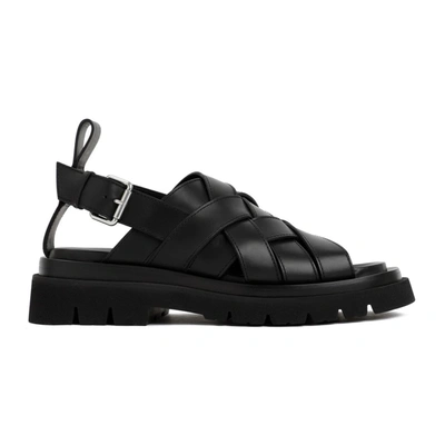 Shop Bottega Veneta Lug Sandals Shoes In Black