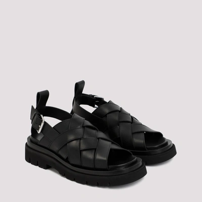 Shop Bottega Veneta Lug Sandals Shoes In Black