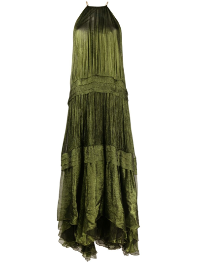 Shop Maria Lucia Hohan Green Lilly Tiered Silk Dress