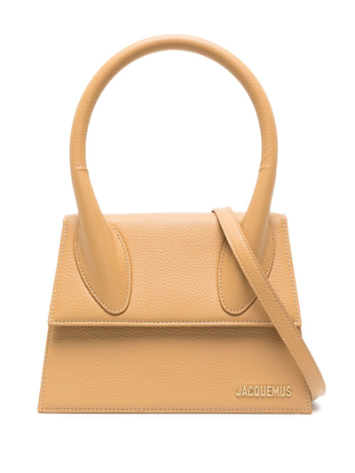 Shop Jacquemus Brown Le Grand Chiquito Leather Bag In Neutrals