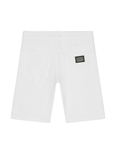 Shop Dolce & Gabbana Logo-plaque Denim Shorts In White