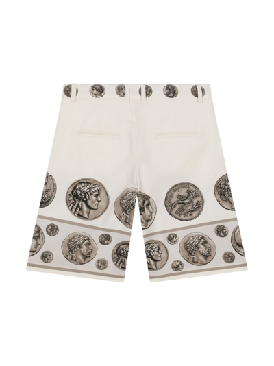 Shop Dolce & Gabbana Coin-print Bermuda Shorts In Neutrals