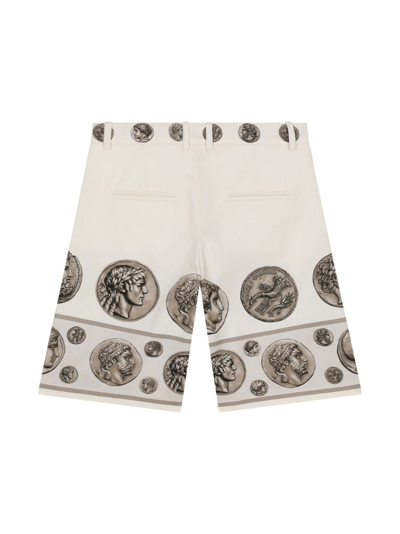 Dolce & Gabbana Coin-print Bermuda Shorts In Neutrals