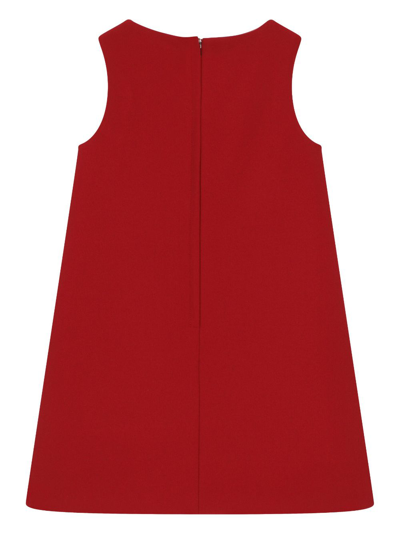 Shop Dolce & Gabbana Rose-embroidered Dress In Red