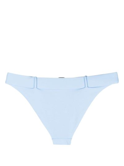 Shop Moschino Buckle-belt Bikini Bottoms In Blue